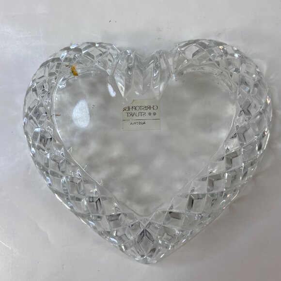 Christopher Stuart Heart Shaped Crystal Decorative Textured Candy Trinket Dish - Picture 4 of 8